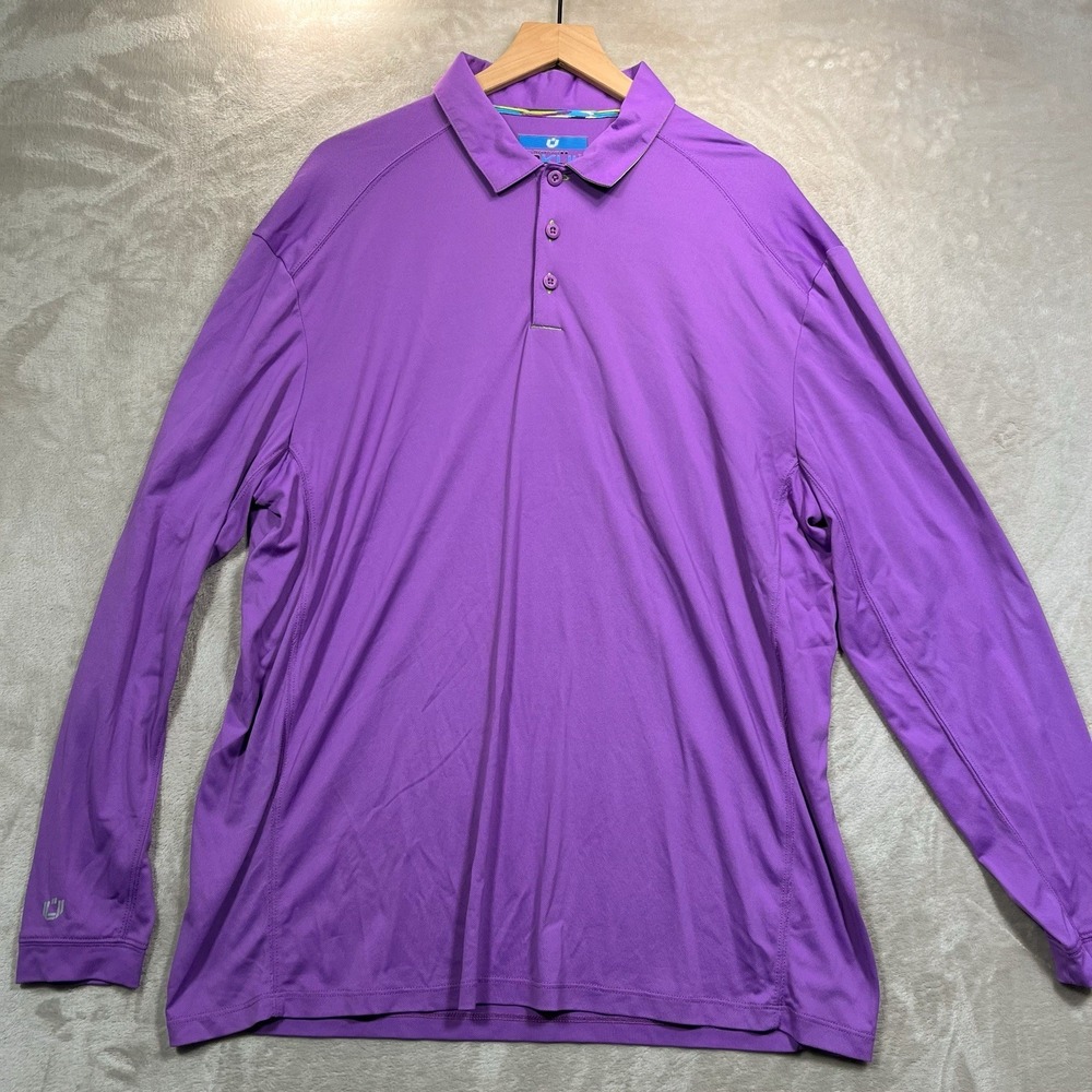 IBKUL Polo Shirt Purple Long Sleeve Men's Size XL UPF 50+ Casual Stretch Golf